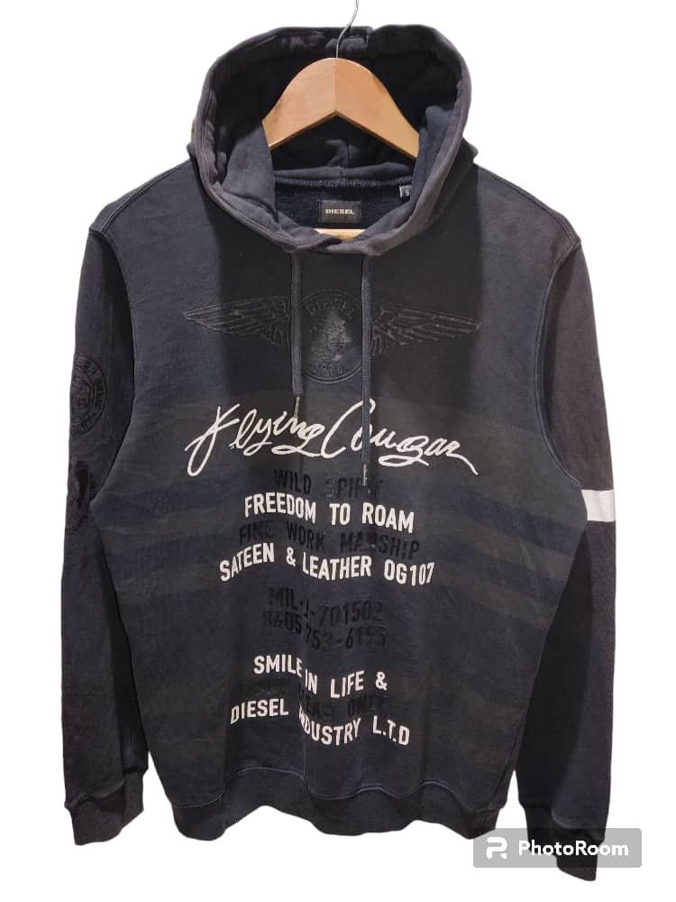 image of Diesel Flying Cougar Hoodie in Black, Men's (Size Medium)