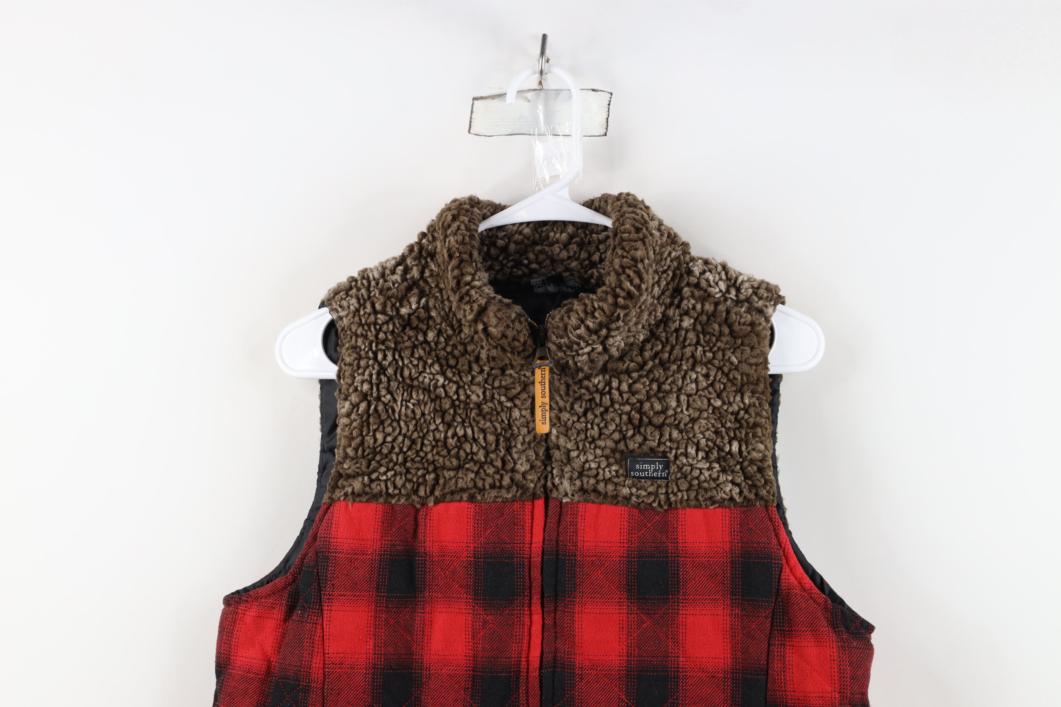 Vintage Simply Southern Fleece Flannel Quilted Puffer Vest Jacket Size M / US 6-8 / IT 42-44 - 2 Thumbnail