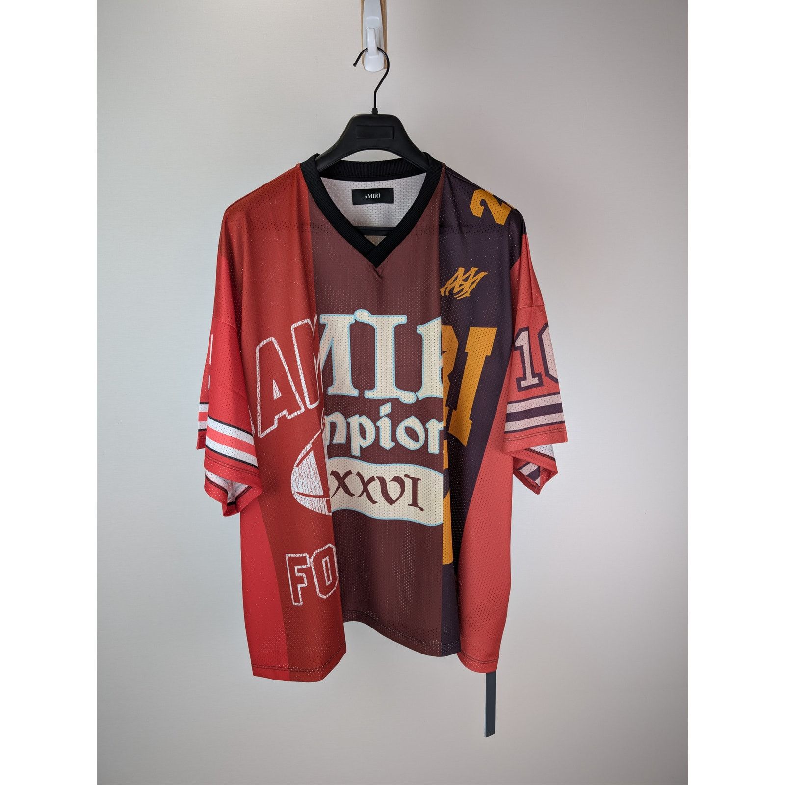 Amiri o1rshd1 Spliced Oversized Mesh T-Shirt in Red Size US XL / EU 56 / 4 - 1 Thumbnail