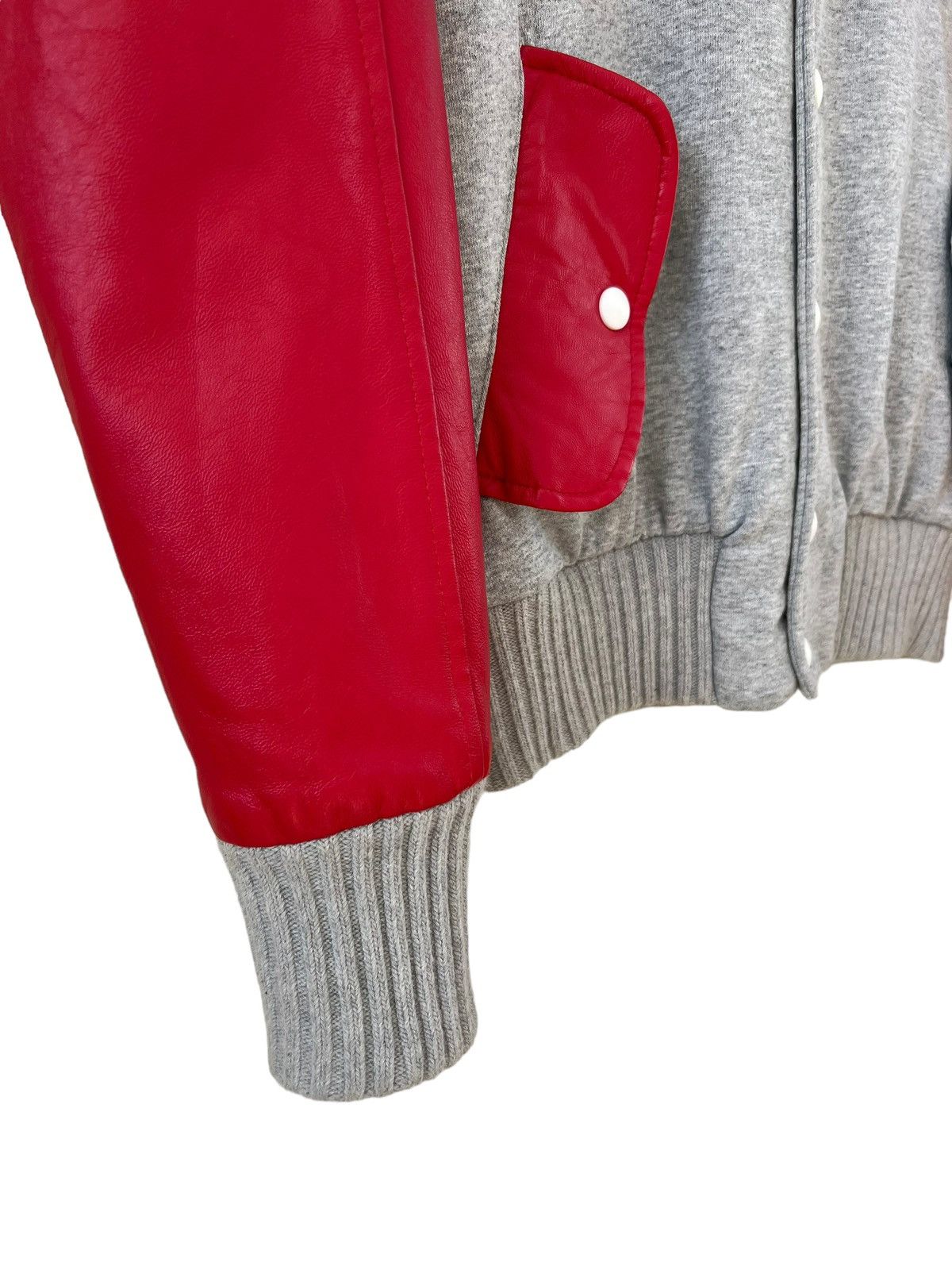 Other 15 1/2 Made in Italy Leather Sleeve Varsity Hoodie Jacket Size US S / EU 44-46 / 1 - 11 Thumbnail