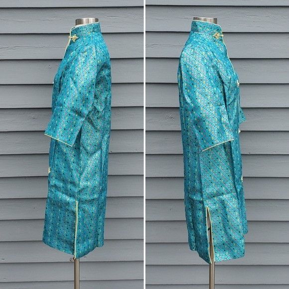 Vintage Vintage 70s Cheongsam Qipao Blue Rainbow Floral Flower coat Size S / US 4 / IT 40 - 2 Thumbnail