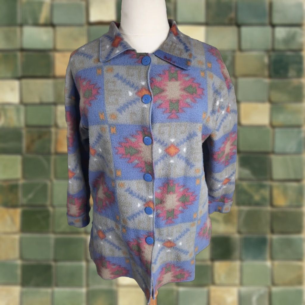 Vintage VINTAGE Honors Aztec Southwestern Cardigan Jacket Coat Geometric Fleece 1X XL Women Men’s? (Note: cannot add new info) Size XL / US 12-14 / IT 48-50 - 1 Thumbnail