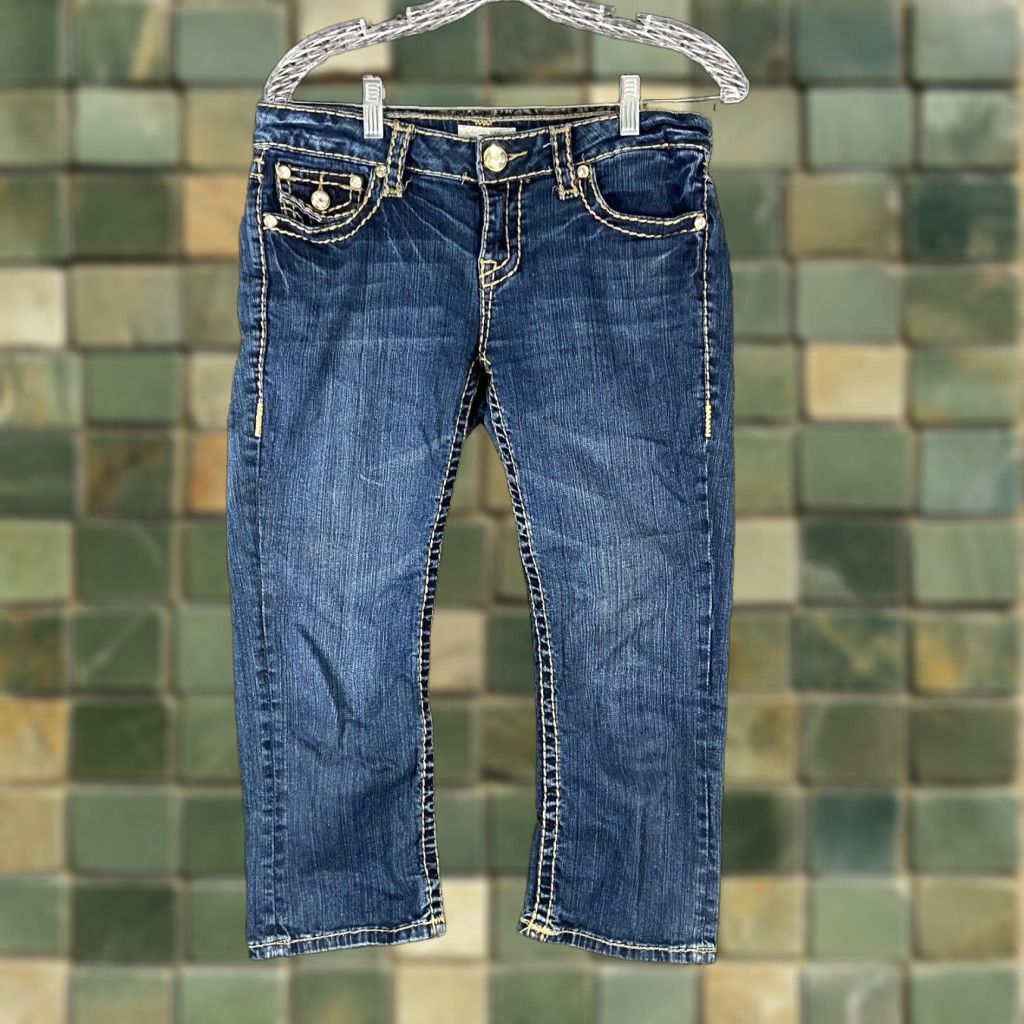 Vintage LA Idol USA Sparkly Heavy Stitch Capri Jeans Women’s Size 7 Blue Size ONE SIZE - 1 Thumbnail