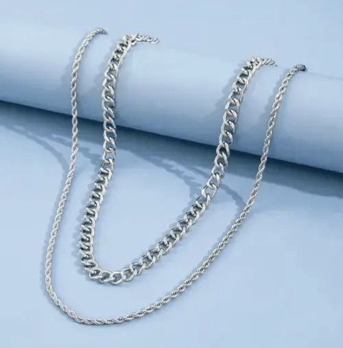 Jewelry 2pcs Punk Chain Necklace Size ONE SIZE - 3 Thumbnail