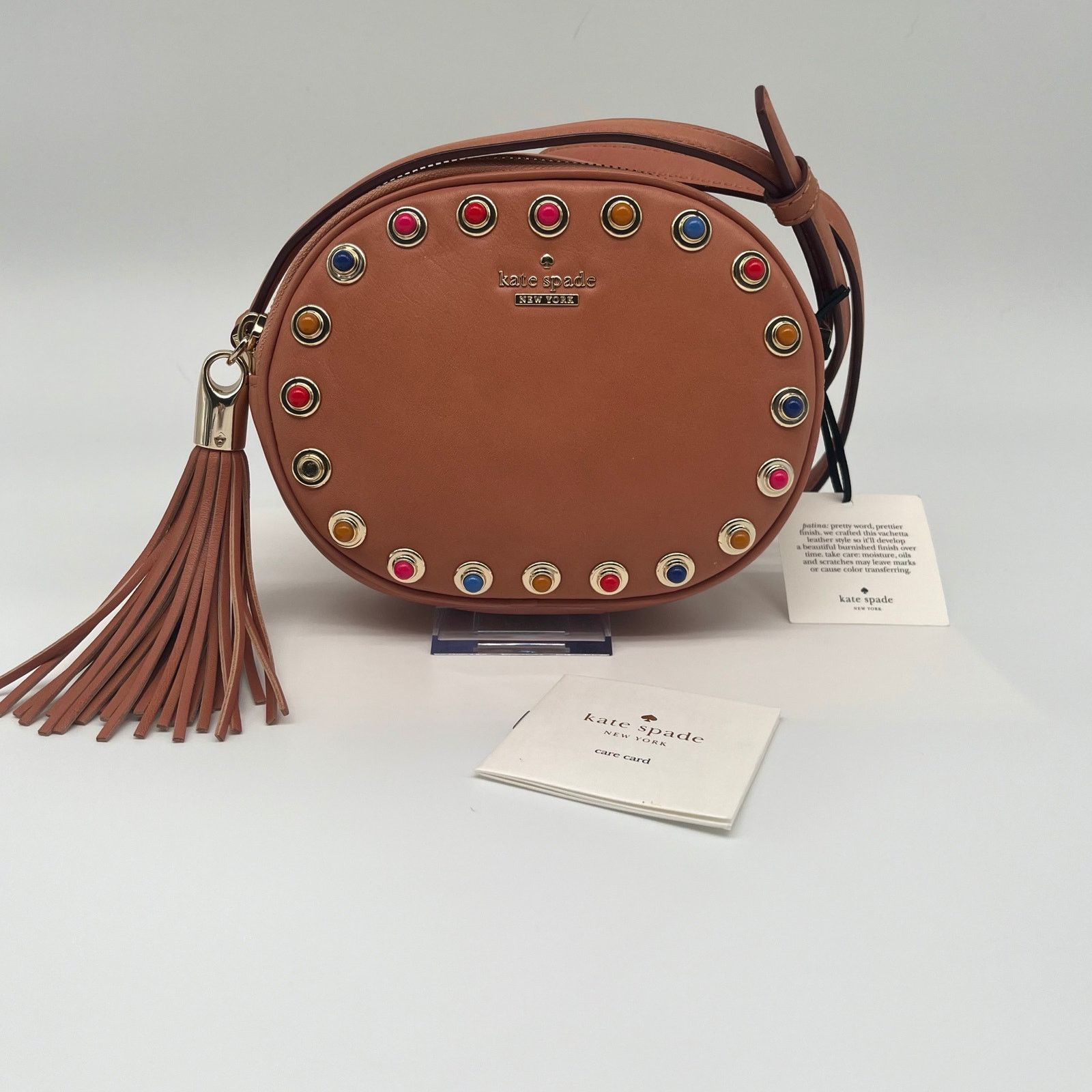 Kate Spade KATE SPADE NWT Leather Devoe Street Tinley, Brown w/ Studs Size ONE SIZE - 1 Thumbnail