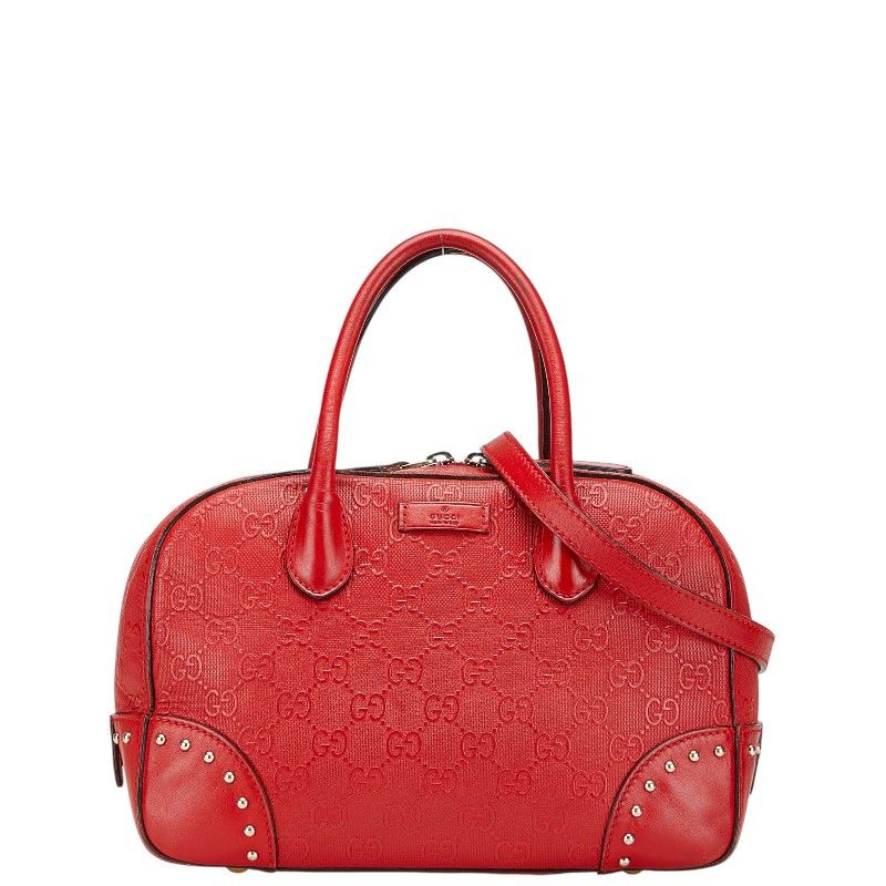 Gucci Gucci GG Embossed Leather 2Way Bag Leather Shoulder Bag 354224 in Red, Women's