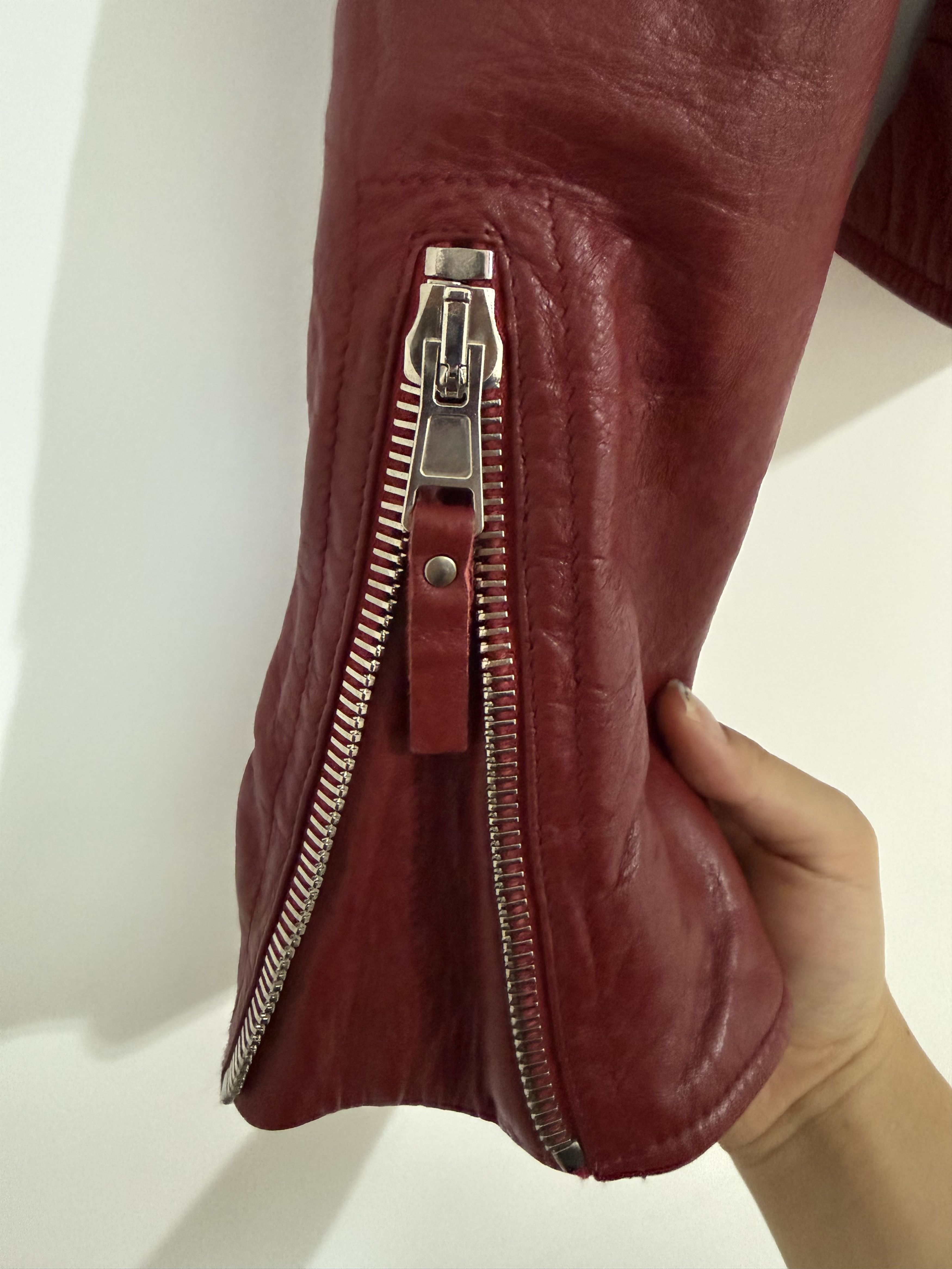Balenciaga Balenciaga Leather Red Lambskin Moto Biker Jacket Size M / US 6-8 / IT 42-44 - 5 Thumbnail