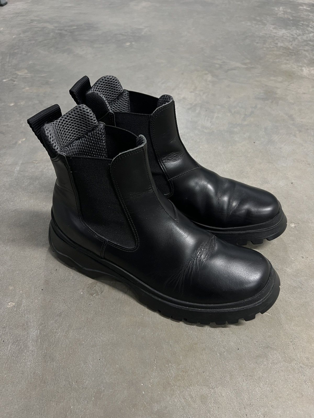 Prada Womens Prada Brixxen Chelsea Boots Black Leather Size US 7.5 / IT 37.5 - 3 Thumbnail