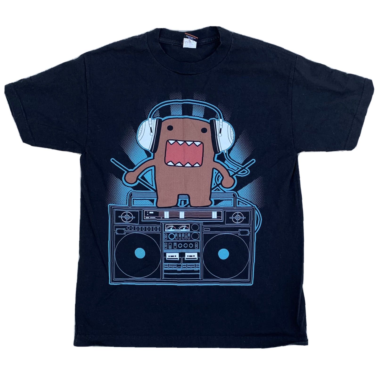 Vintage Domo Boombox Headphones T Shirt Unisex Adults M Black 100% cotton Graphic Print NHK-TYO1998-2011 Domo Animation Size M Clothing Mens Womens Boys Girls Size US M / EU 48-50 / 2 - 7 Thumbnail