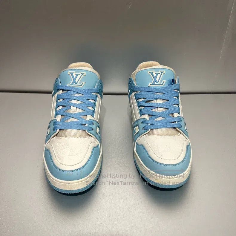 Louis Vuitton Louis Vuitton Trainer White and Blue Trainer Board Shoes Size US 8.5 / EU 41-42 - 2 Thumbnail