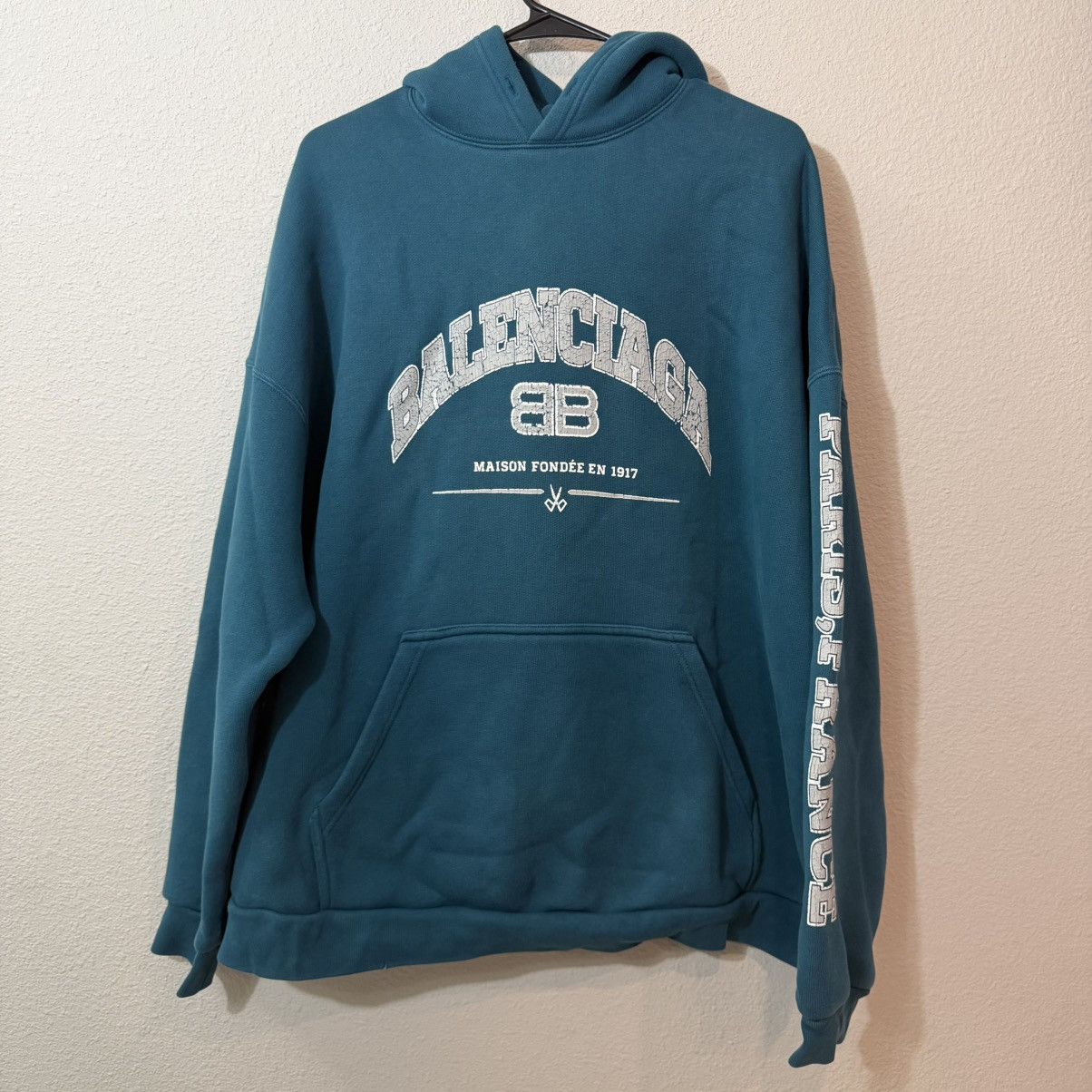 Balenciaga Maison Balenciaga Oversize Hoodie Wide Fit Petrol
