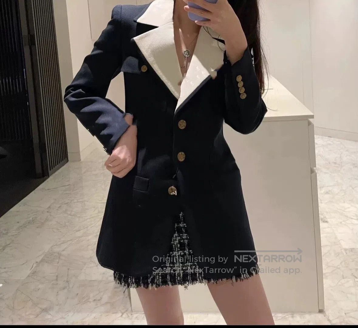 Saint Laurent Paris Saint Laurent Navy Gold Button Blazer. Size US XXS / EU 40 - 5 Thumbnail