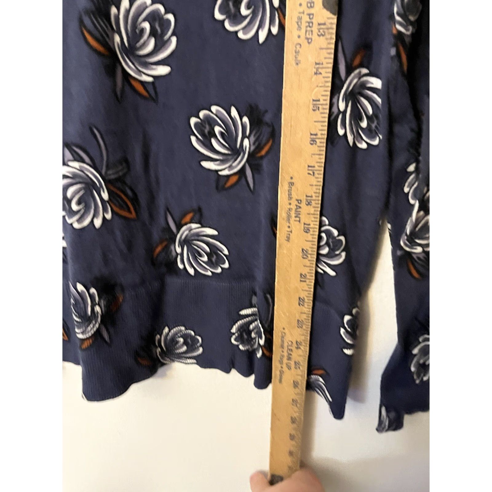 Loft Vintage LOFT Womens Sweater Tunic V-Neck Long Sleeve Floral Knit Size M Blue Size M / US 6-8 / IT 42-44 - 4 Thumbnail