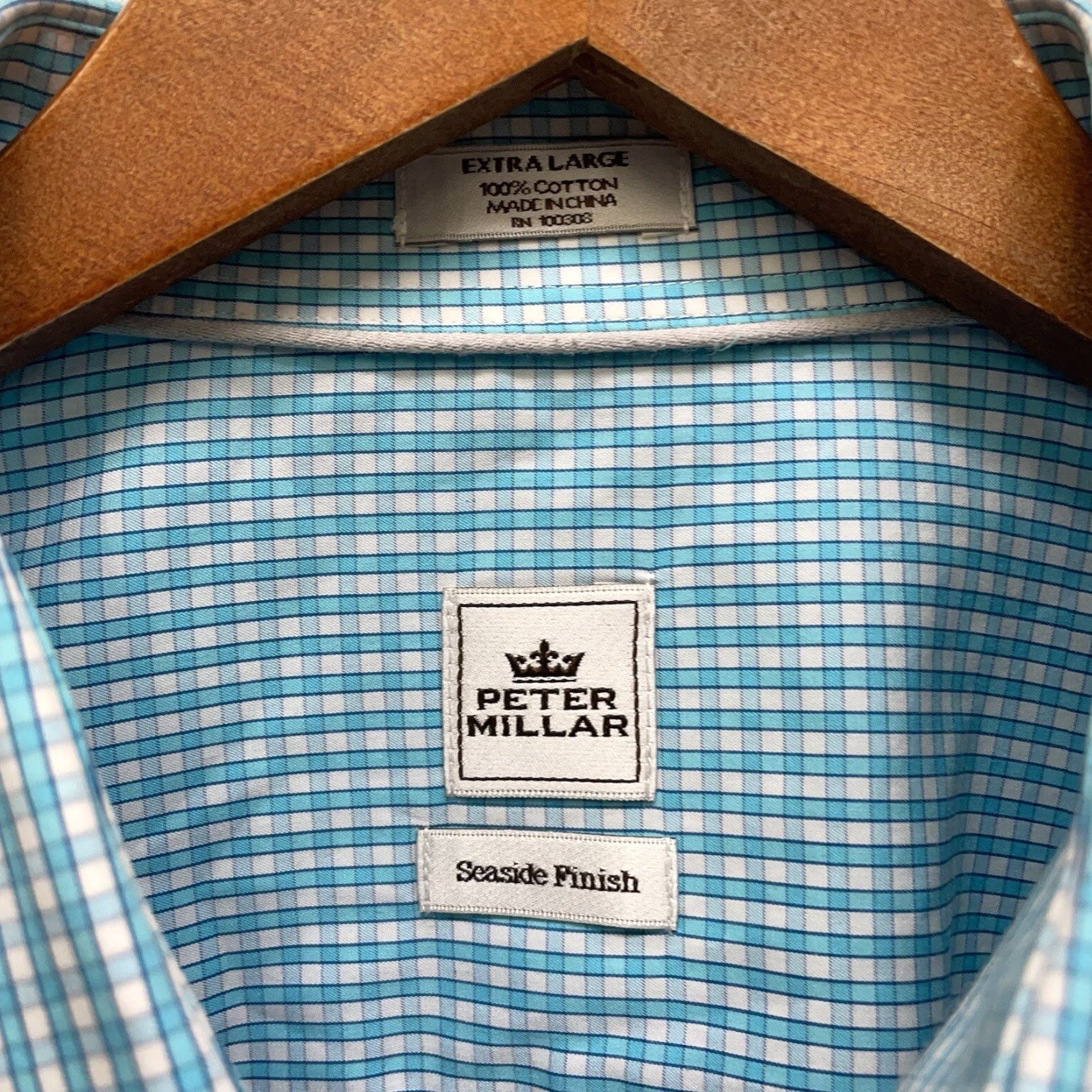 Peter Millar Peter Millar Shirt Button-Up Long Sleeve Mens XL Blue Checkered Seaside Finish Back to Front? Size US XL / EU 56 / 4 - 4 Thumbnail