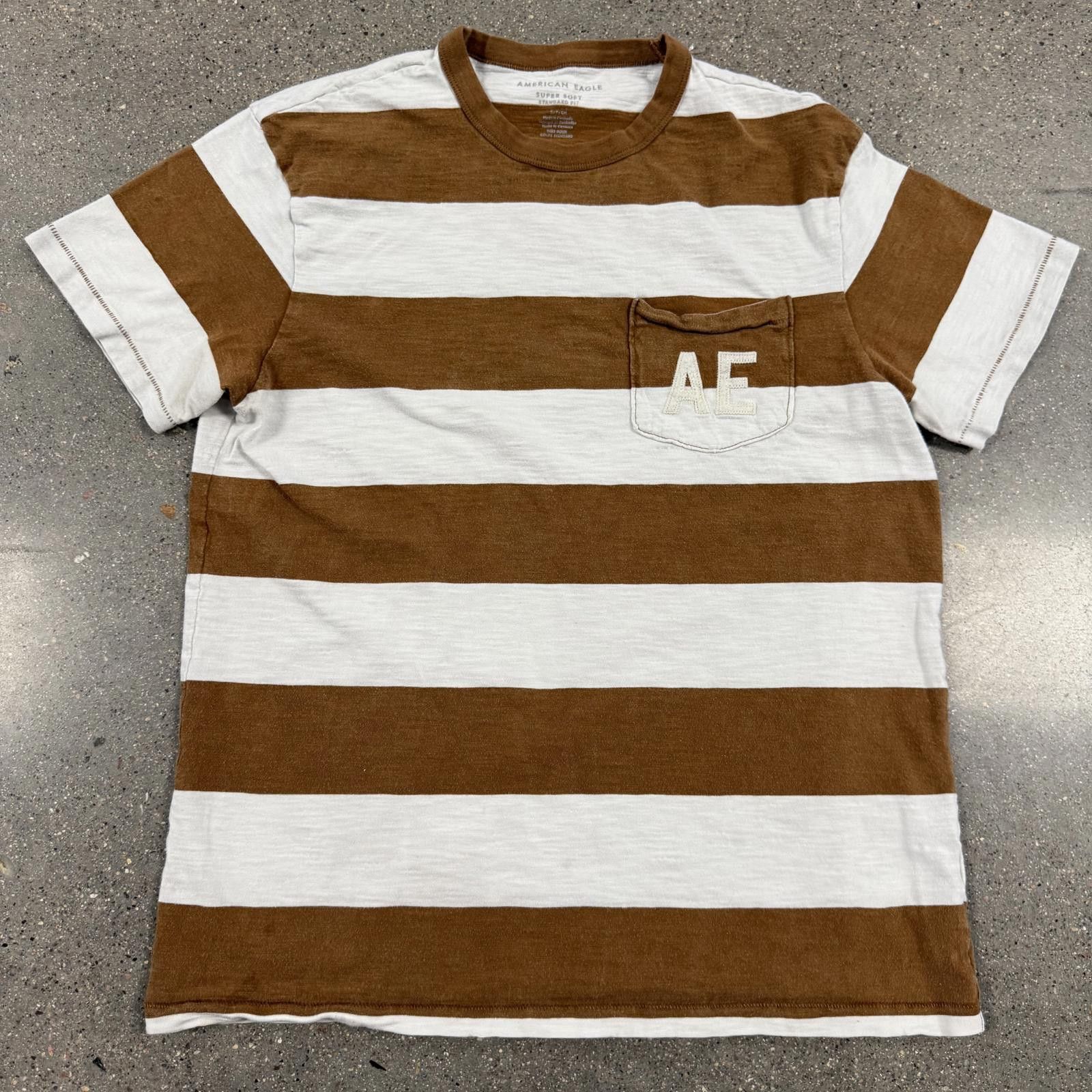 American Eagle Outfitters Single Stitch American Eagle Logo Striped T-Shirt - S Size US L / EU 52-54 / 3 - 1 Thumbnail