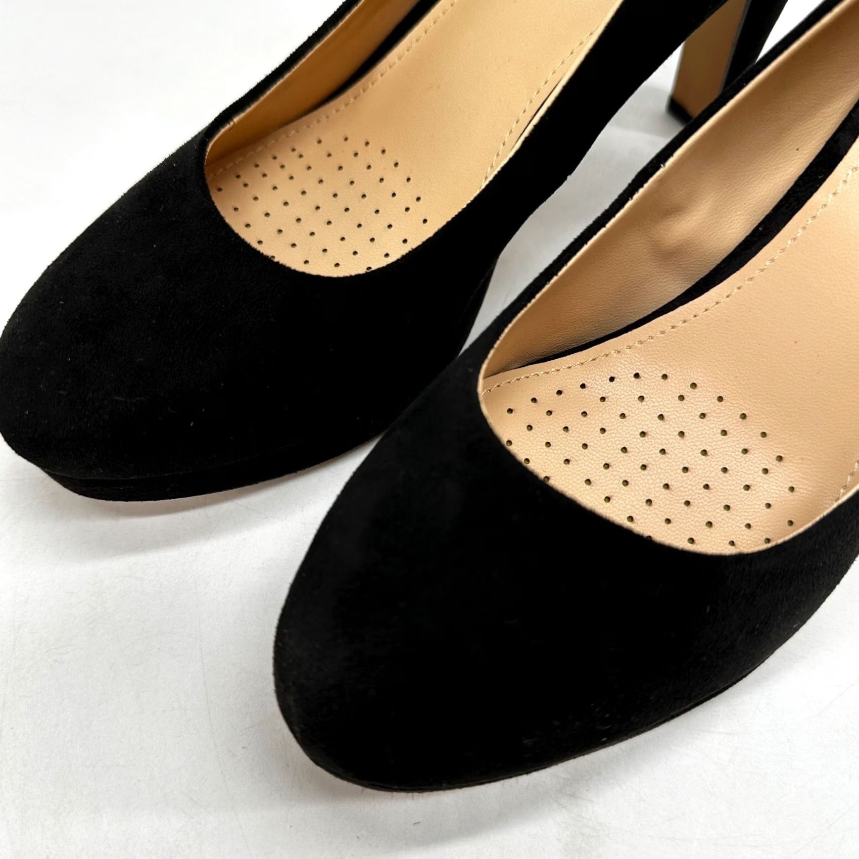 Vintage Ankis Platform Pump Heels Black Women's Size 6 Suede Slip On Round Toe Shoes Pumps Stiletto Casual Classic Women Size US 4 / IT 34 - 3 Thumbnail