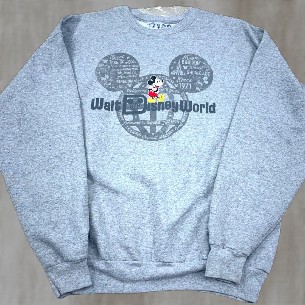 Disney VINTAGE Disney Sweatshirt Men Large Gray Crewneck Mickey Mouse Pullover 90s Logo Graphic Print Mens Large Gray Mouse Sweatshirt Size US L / EU 52-54 / 3 - 1 Thumbnail