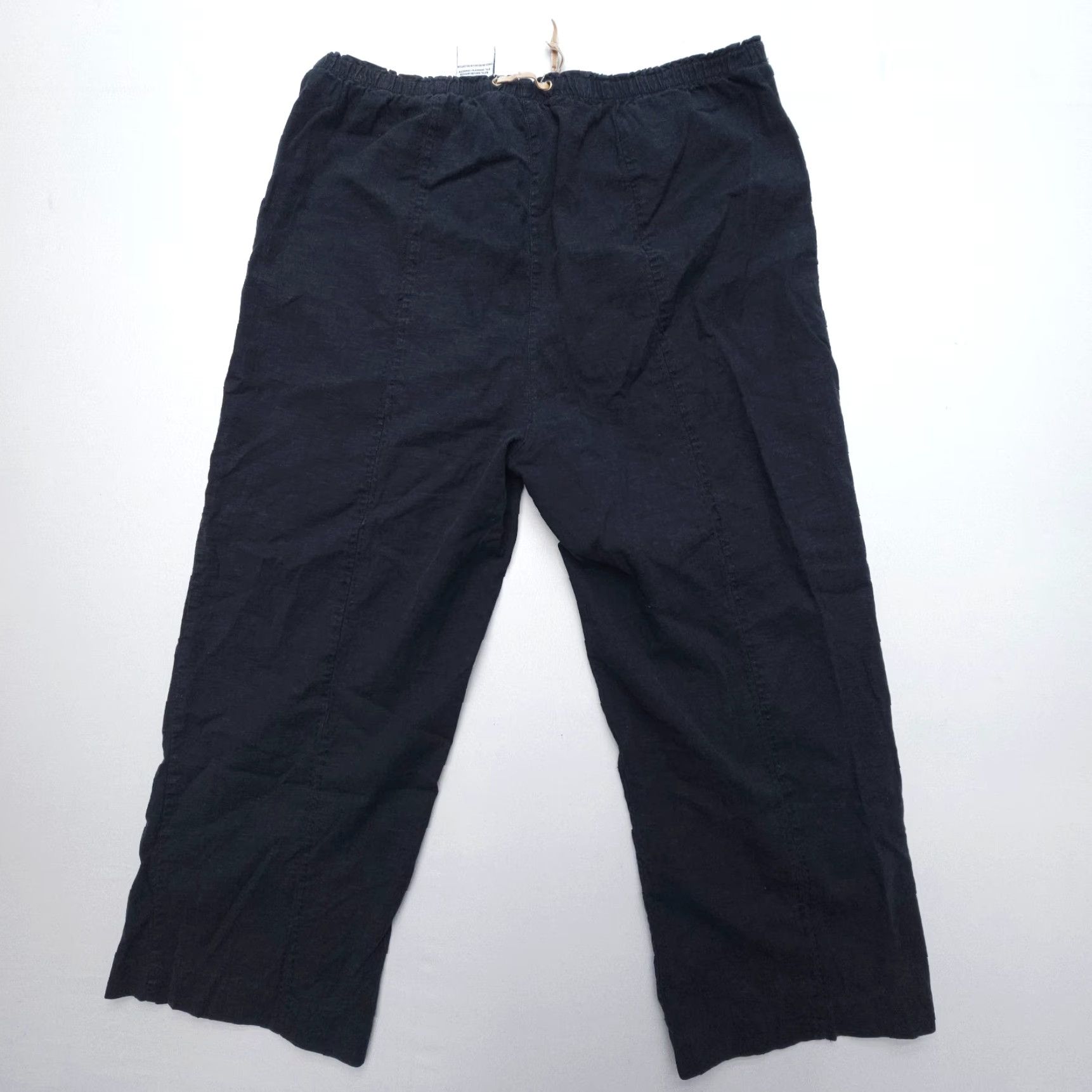 Vintage Kathy Ireland Linen Rayon Pull On Capri Crop Pants L Black Capri Pants Casual Travel Womens Regular Size L" Size 36" / US 14 / IT 50 - 2 Thumbnail