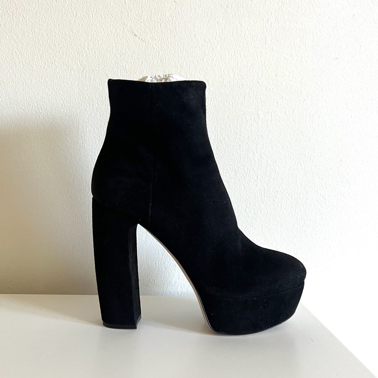 Miu Miu Miu Miu black suede platform boots size 40 Size US 10 / IT 40 - 1 Thumbnail