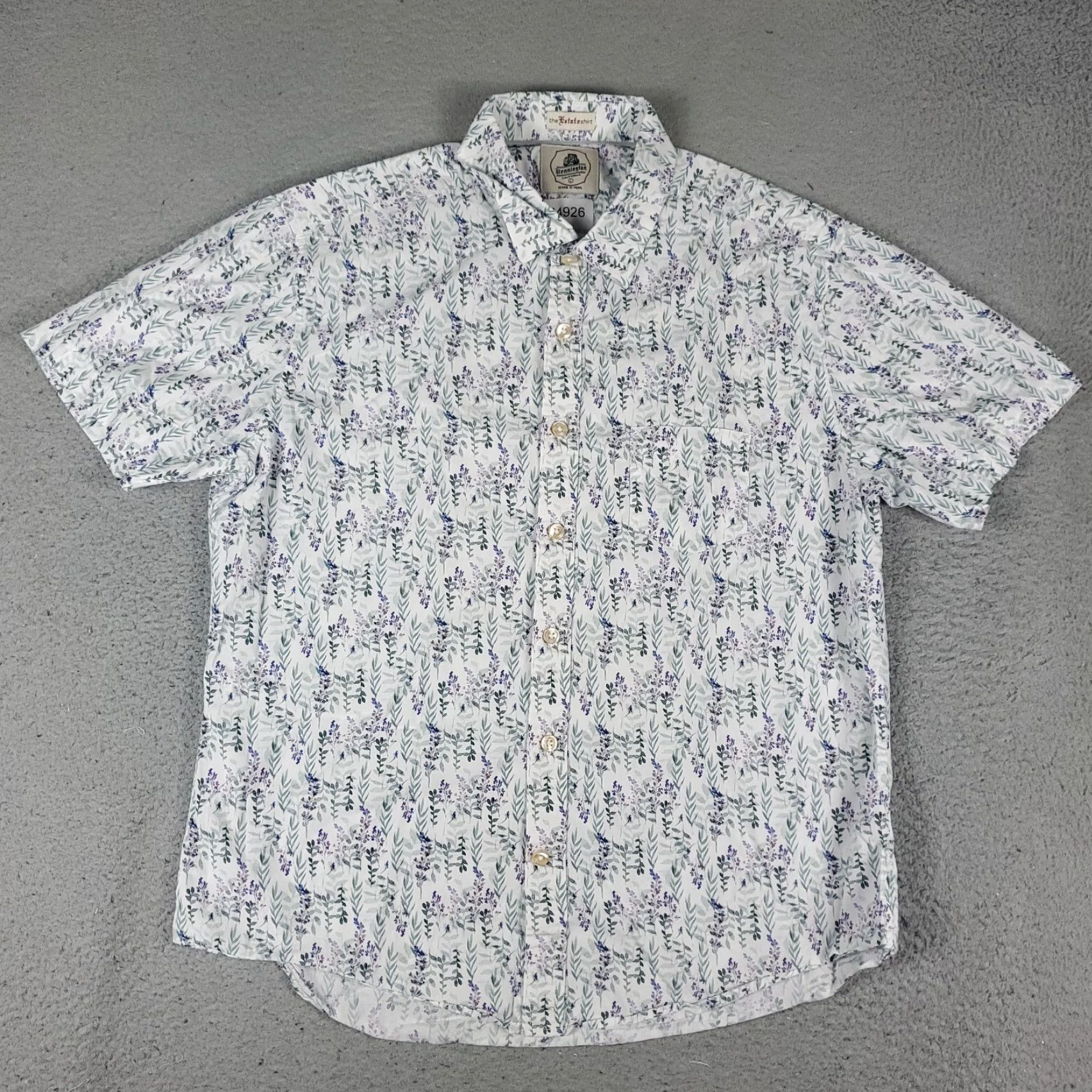Vintage KENNINGTON Shirt Mens Large White Green Floral Button-Up Short Sleeve Casual Modern Preppy All Seasons Size US L / EU 52-54 / 3 - 2 Thumbnail