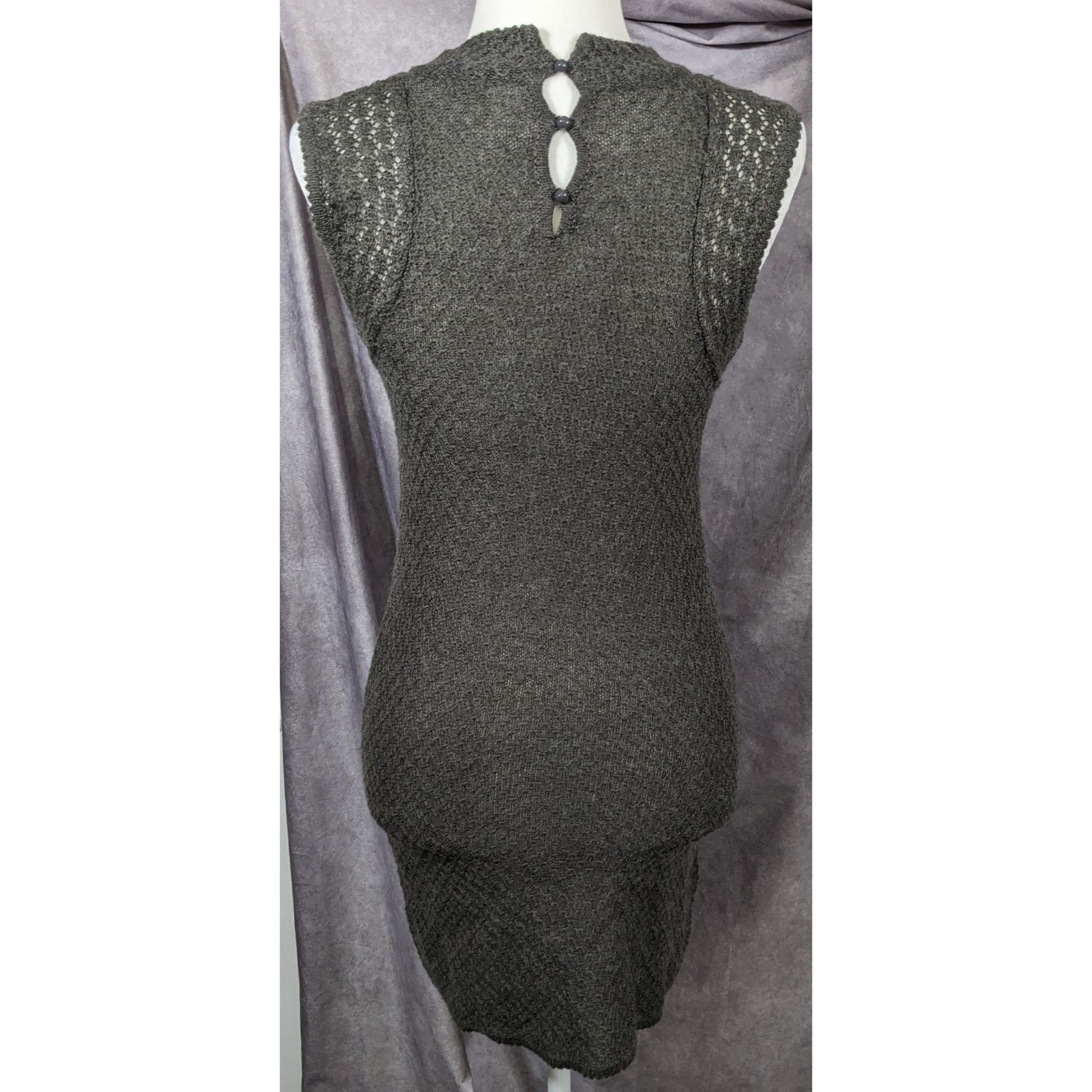 Heritage1981 Casual Retro Coquette Grey Knit Dress by Heritage 1981 Size M / US 6-8 / IT 42-44 - 5 Thumbnail