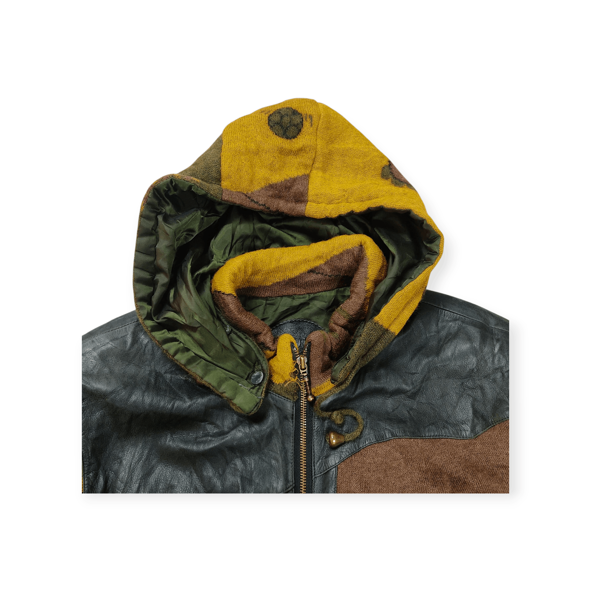 Japanese Brand Vintage Paper Plane Knit & Leather Hooded Parka Jacket Size US L / EU 52-54 / 3 - 5 Thumbnail