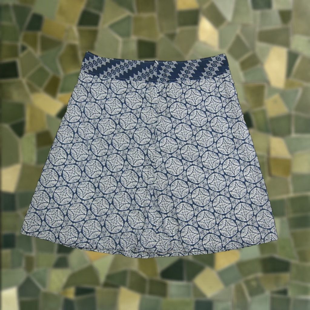 Eddie Bauer Eddie Bauer Skirt Women's A-Line 14/L Blue White Paisley Floral 100% Cotton Knee Length Zipper Lined Casual Formal Workwear Size 36" / US 14 / IT 50 - 1 Thumbnail