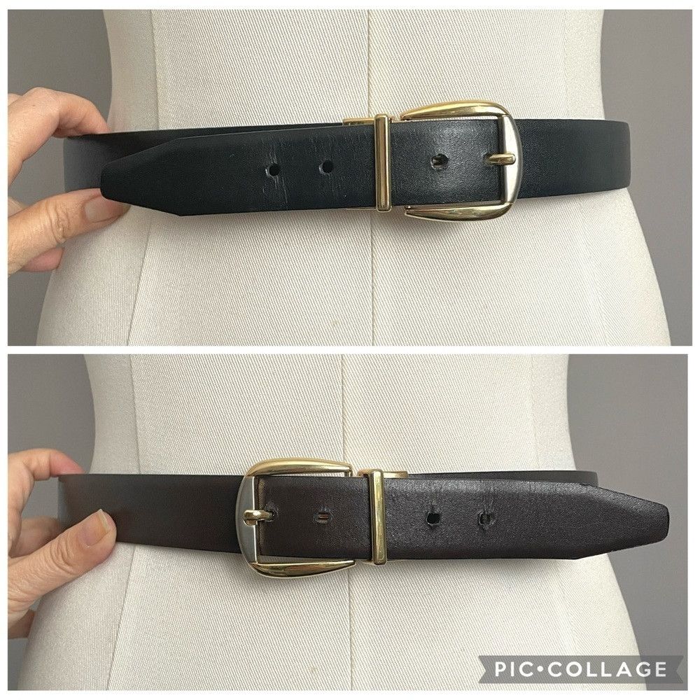 Vintage Vintage Black / Brown Reversible Dress Belt - 34” / 85cm Size 34 - 1 Thumbnail