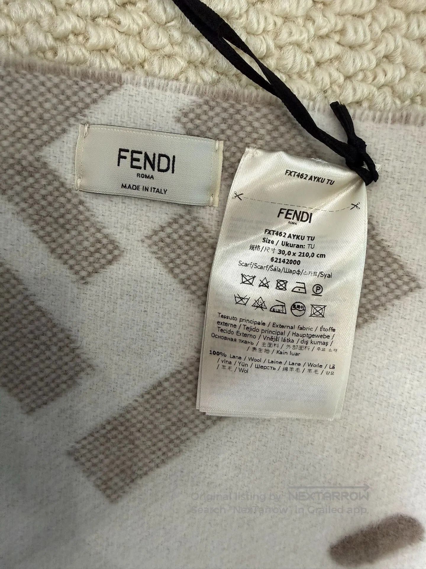 Fendi Fendi Selleria Macro Check Wool Fringe Scarf. Size ONE SIZE - 6 Thumbnail
