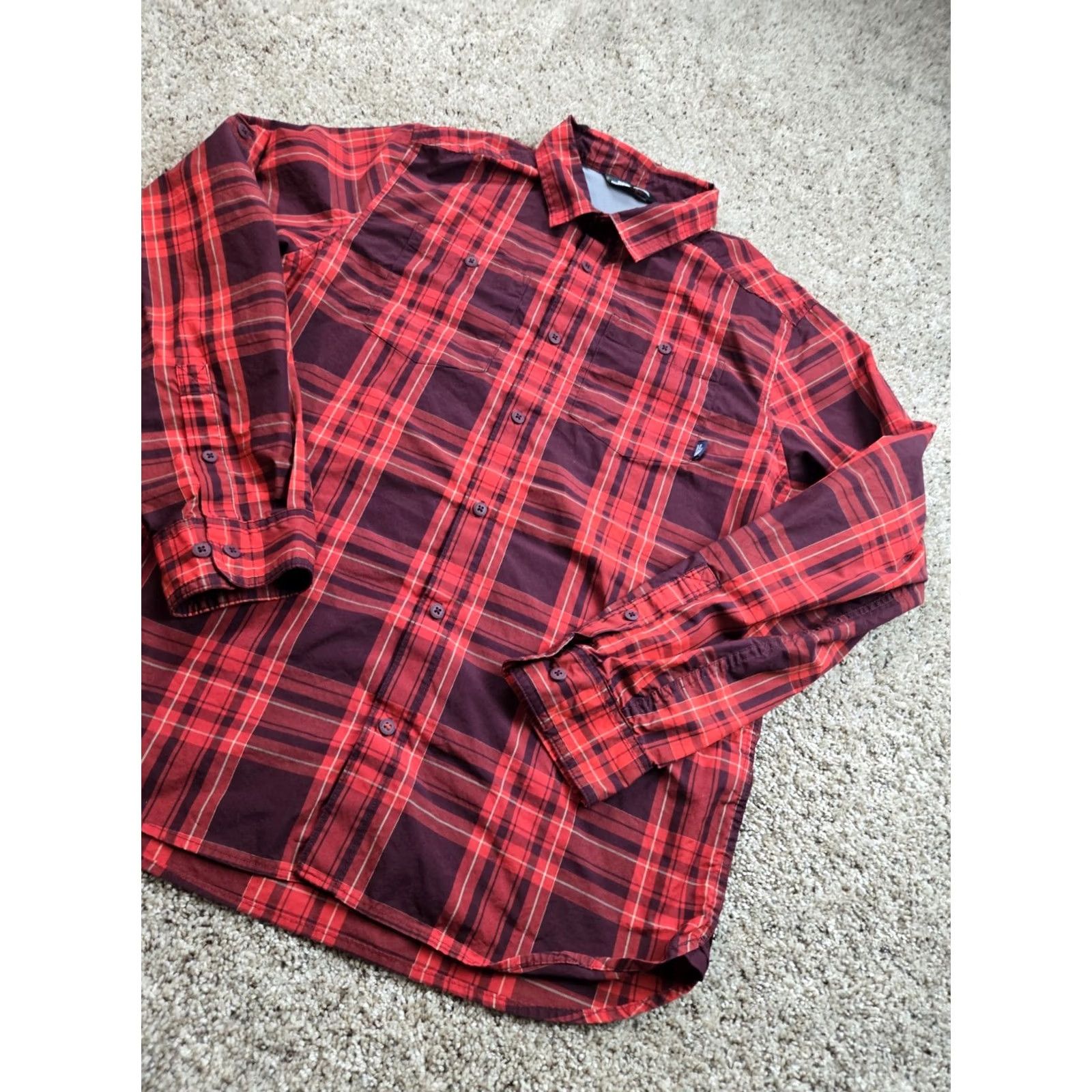 The North Face The North Face Shirt Mens Large Red Plaid Long Sleeve Button Up Roll Sleeve Size US L / EU 52-54 / 3 - 2 Thumbnail