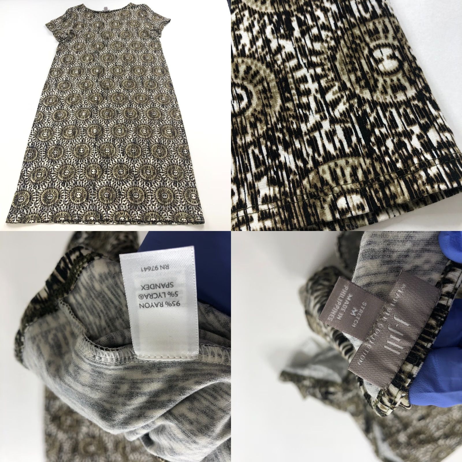 J. Jill J. Jill Dress Tunic Shift Knee Length Rayon Green Medallion All Over Print Women M Medium Size M / US 6-8 / IT 42-44 - 8 Thumbnail
