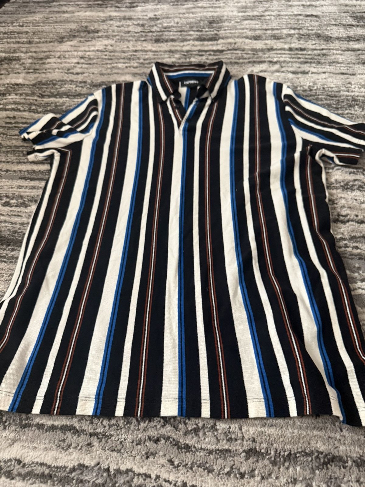 Express Express Striped Polo Shirt Size US L / EU 52-54 / 3 - 3 Thumbnail