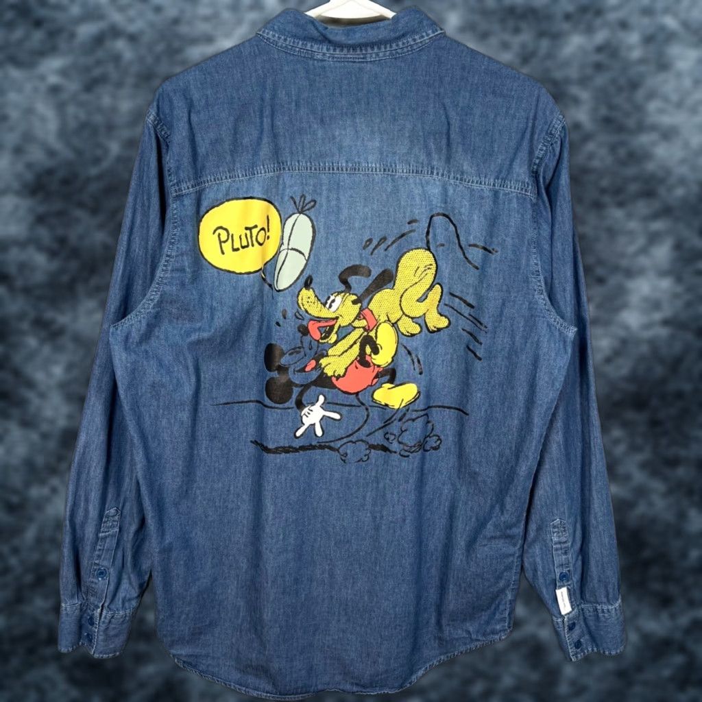 Disney Disney Mens Size Large Button-Up Shirt Mickey & Pluto Long Sleeve Size US L / EU 52-54 / 3 - 1 Thumbnail