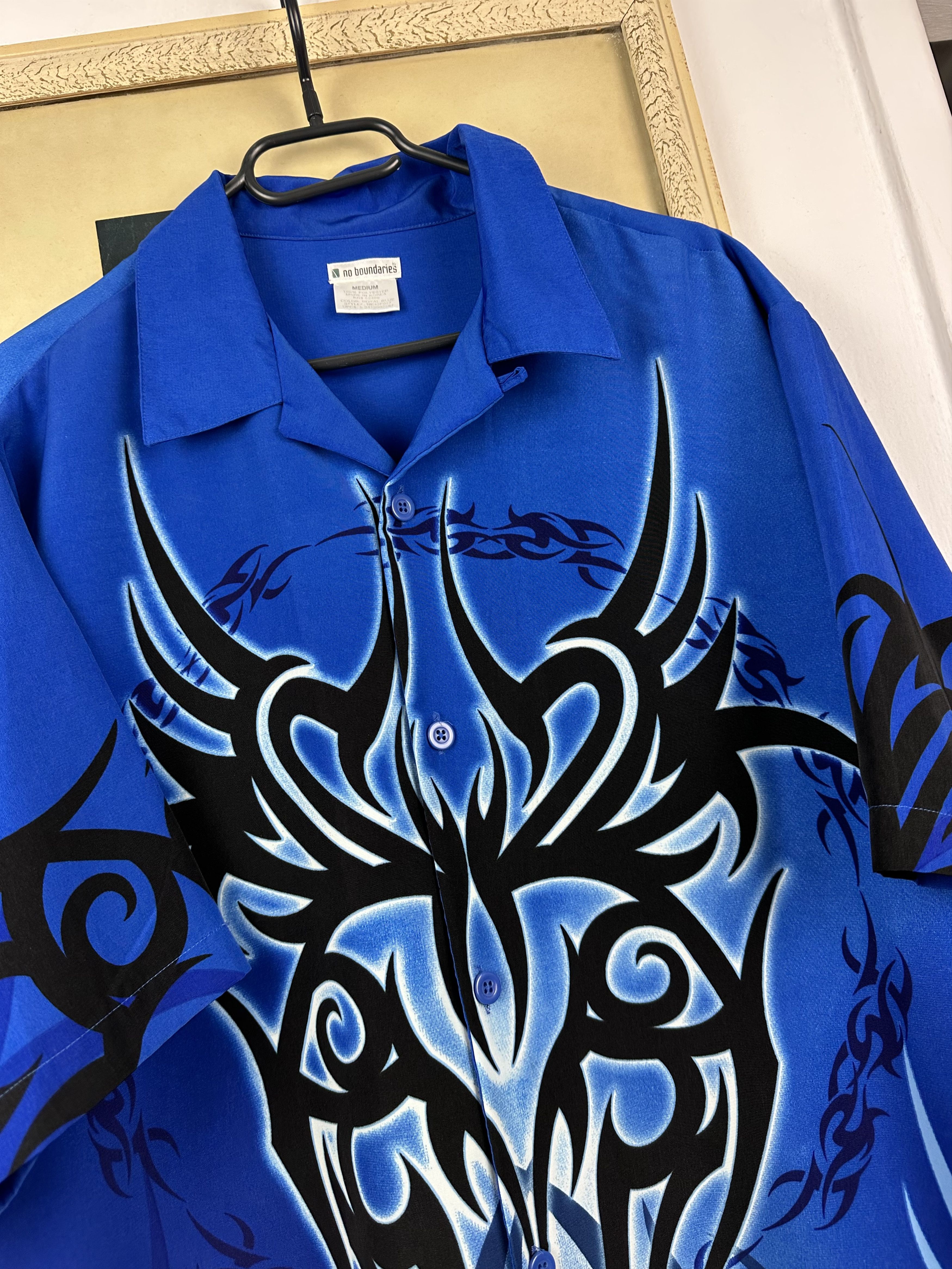 Vintage Vintage Y2k No Boundaries Shirt Button Up Flames Blue Rare Size US M / EU 48-50 / 2 - 5 Thumbnail