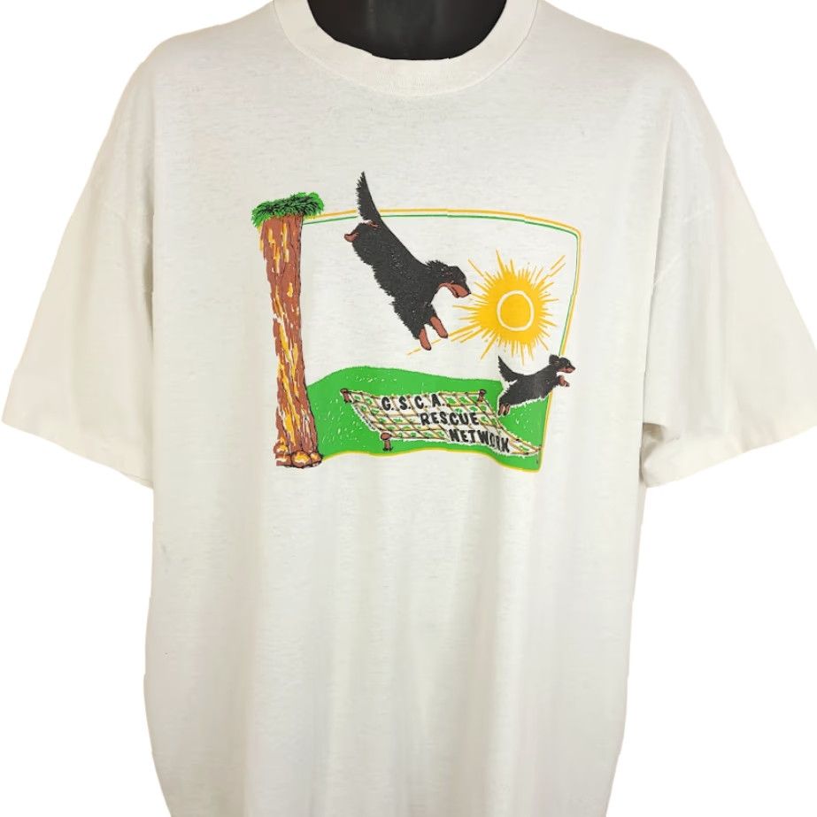 Hanes VINTAGE Gordon Setter T Shirt Mens 2XL White Cotton Blend Hanes 80s 90s Dog GSCA Rescue Made In USA Mens Size US XXL / EU 58 / 5 - 2 Thumbnail