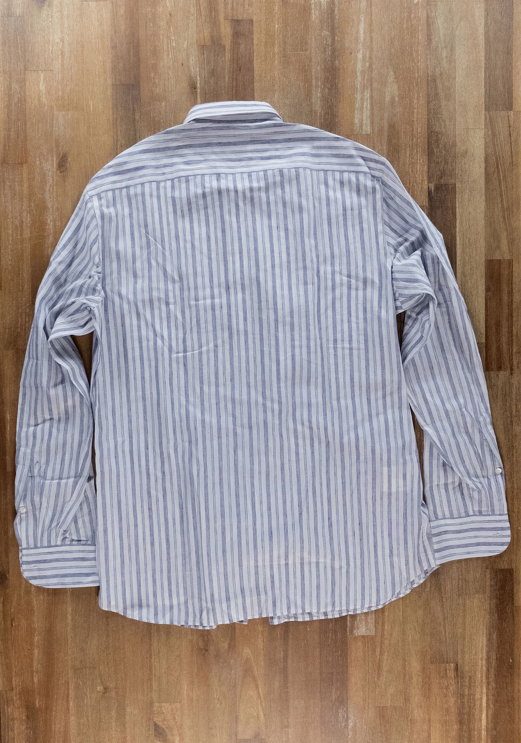 Lardini LARDINI white blue striped cotton linen lightweight shirt Size US L / EU 52-54 / 3 - 9 Thumbnail
