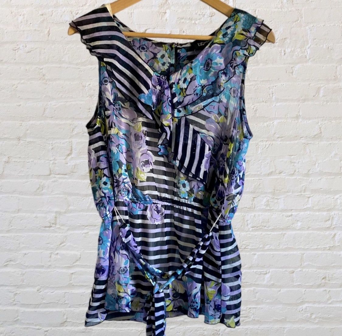 Other IZ BYER FLORAL STRIPED SLEEVELESS TANK TOP WITH WAIST TIE Size XL / US 12-14 / IT 48-50 - 5 Thumbnail