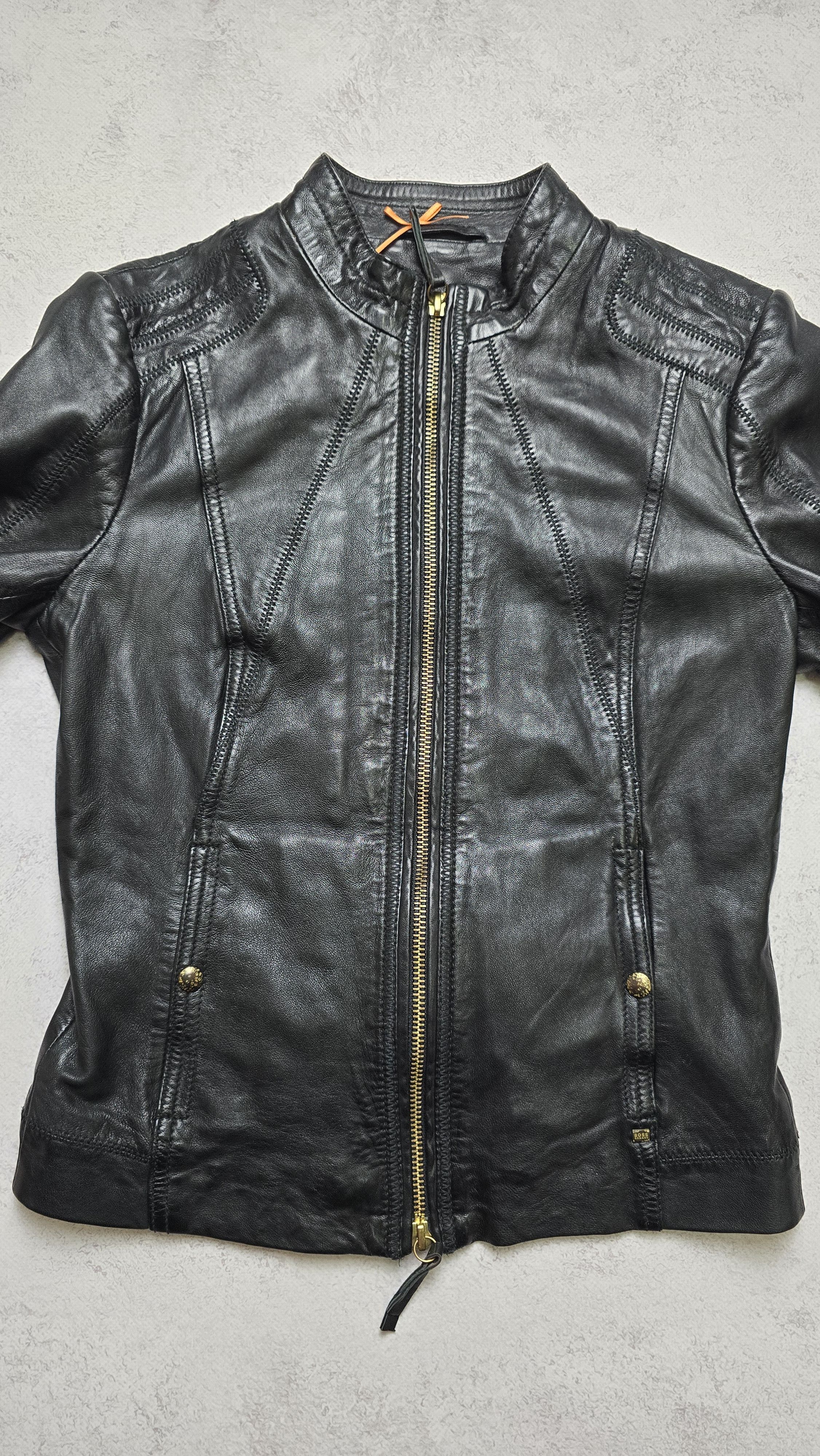 Hugo Boss Hugo Boss Orange Jonassa Black Leather Biker Jacket Size XS / US 0-2 / IT 36-38 - 12 Thumbnail