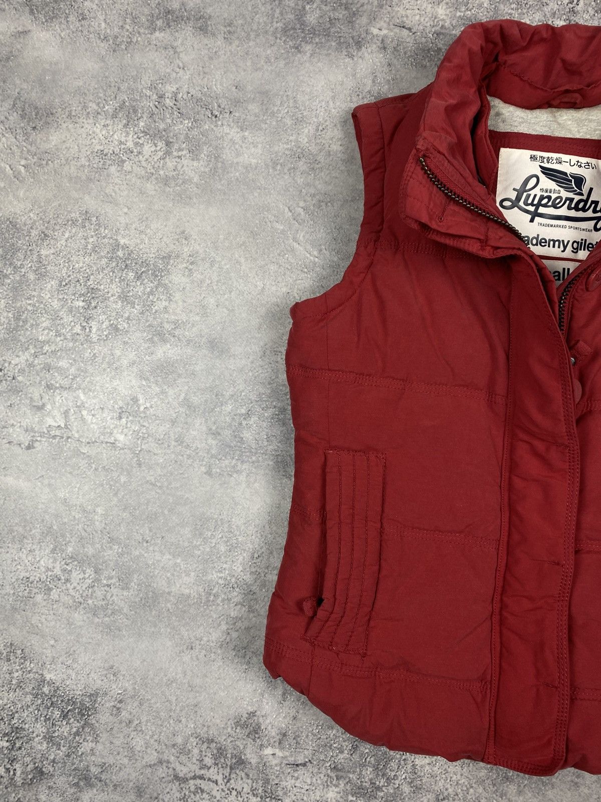 Superdry Superdry Academy Vest Red Cotton Blend Feather Down Gilet Size S / US 4 / IT 40 - 3 Thumbnail