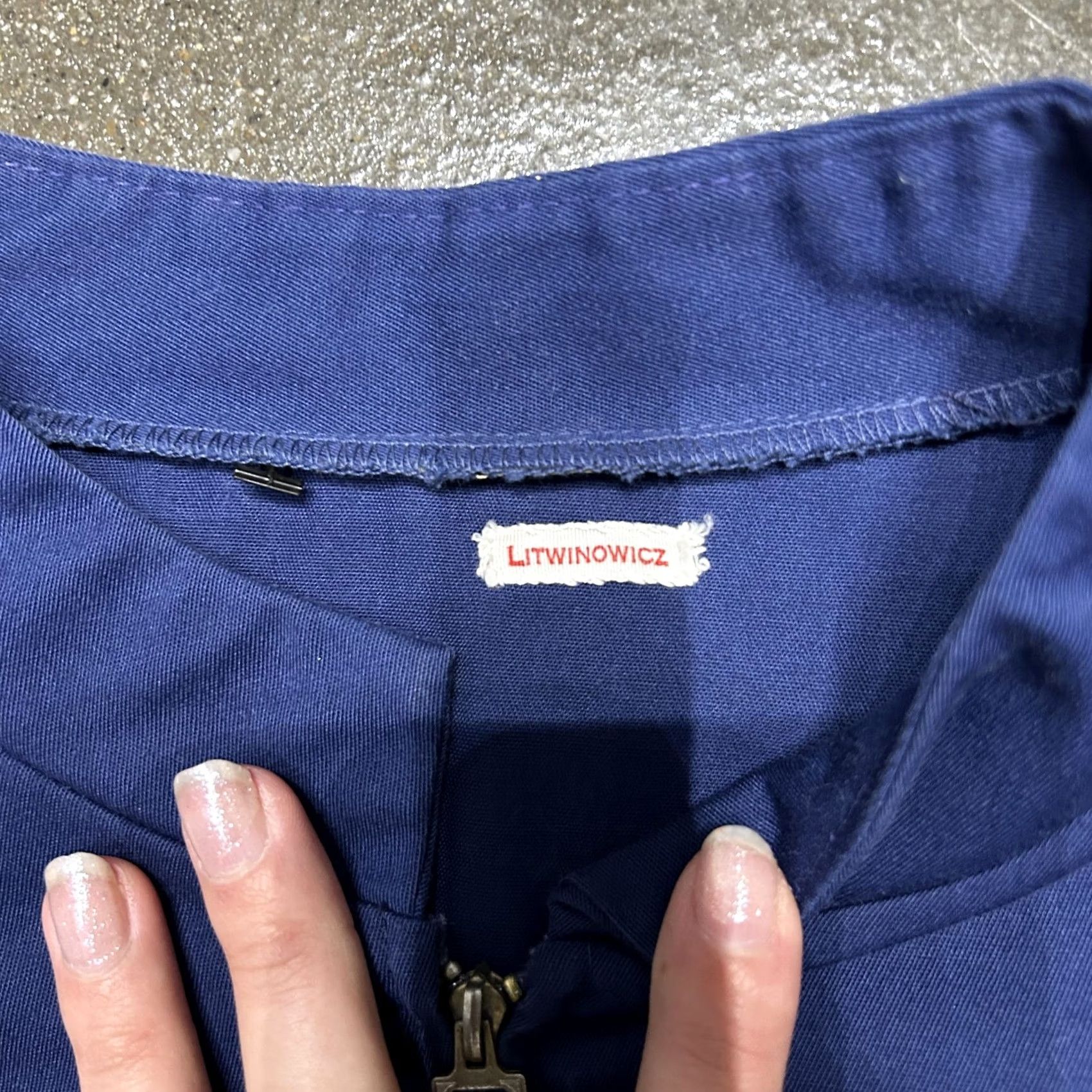 Vintage Litwinowicz Jacket Womens Medium Blue Cotton Twill Full Zip Collared Short Basic Jacket Womens M Blue Twill Zip Casual 90s? Size 32" / US 10 / IT 46 - 3 Thumbnail