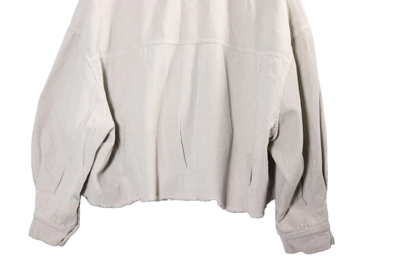 Zara Zara Small Beige Corduroy Cut Off Jacket Shacket Button Coat Size S / US 4 / IT 40 - 6 Thumbnail