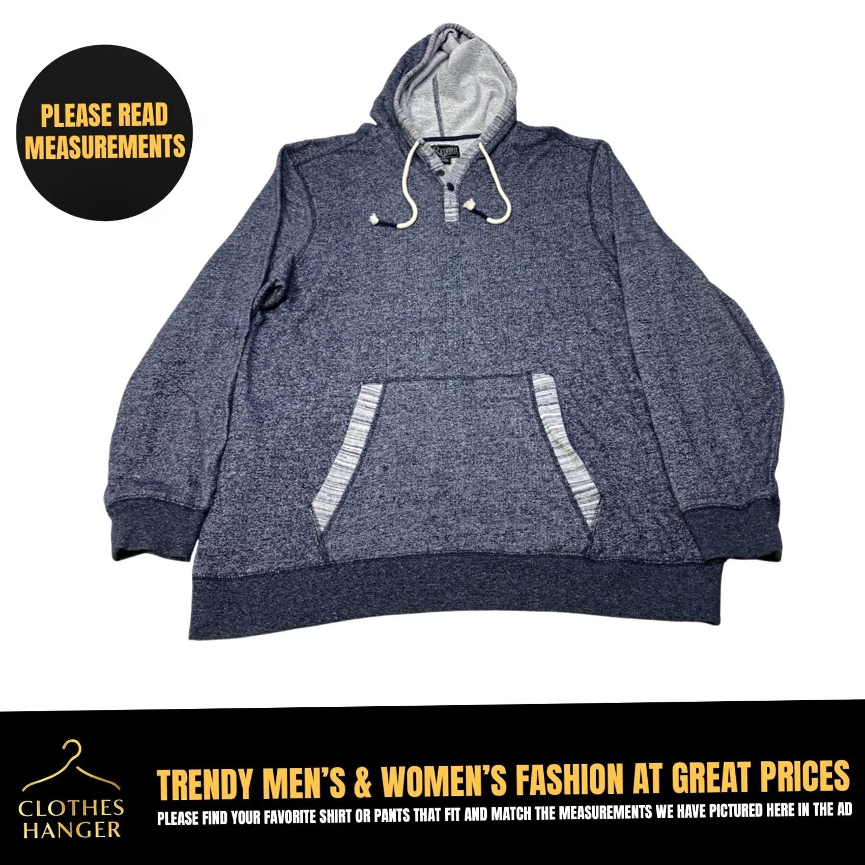 KangaROOS Retrofit MFG Gray Hoodie Henley Men's 2XL Pullover Kangaroo Pocket 7270 Size US XXL / EU 58 / 5 - 2 Thumbnail