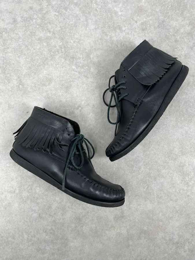 Saint Laurent Paris Yves Saint Laurent Black Leather Fringed Boots Size US 11 / EU 44 - 7 Thumbnail