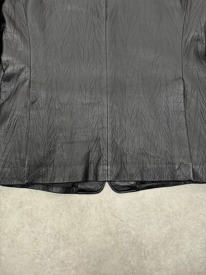 Armani Collezioni 2010s Armani Leaves Embossed Black Leather Blazer Jacket Size 44R - 9 Thumbnail