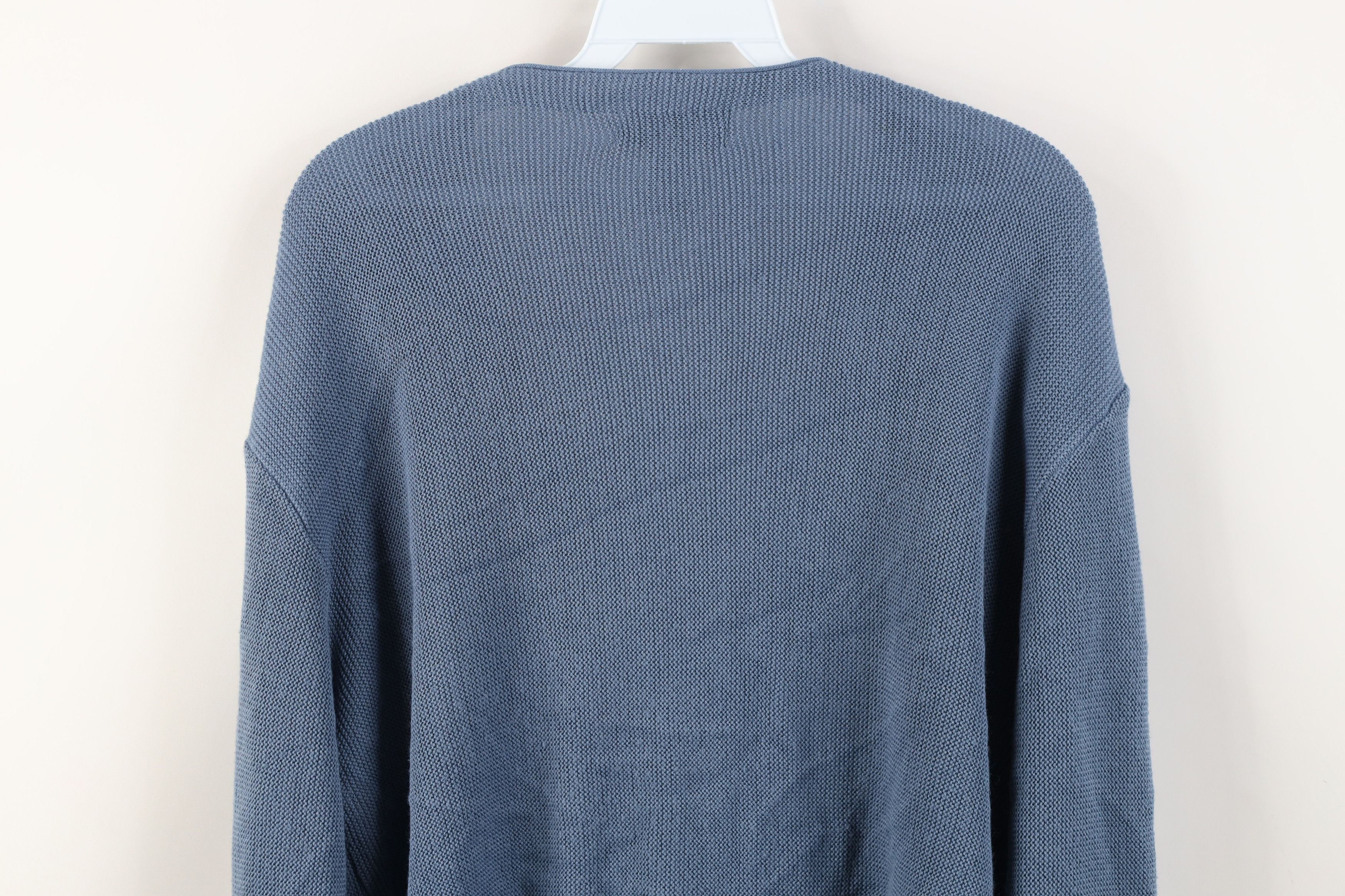 Vintage Vintage 90s Streetwear Ribbed Knit Cardigan Sweater Blue Size US L / EU 52-54 / 3 - 9 Thumbnail