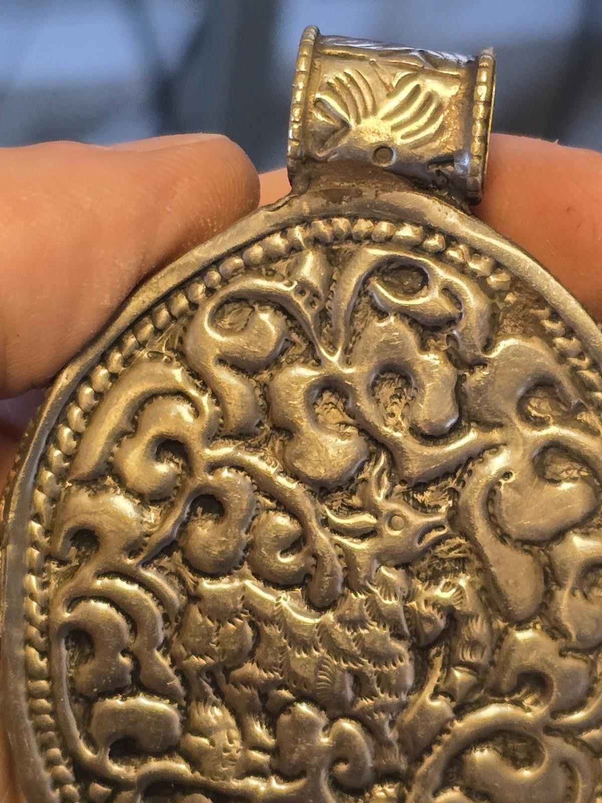 Other Large 4” Tibetan Cowrie Shell Artisan Pendant with Repoussé Size ONE SIZE - 8 Thumbnail