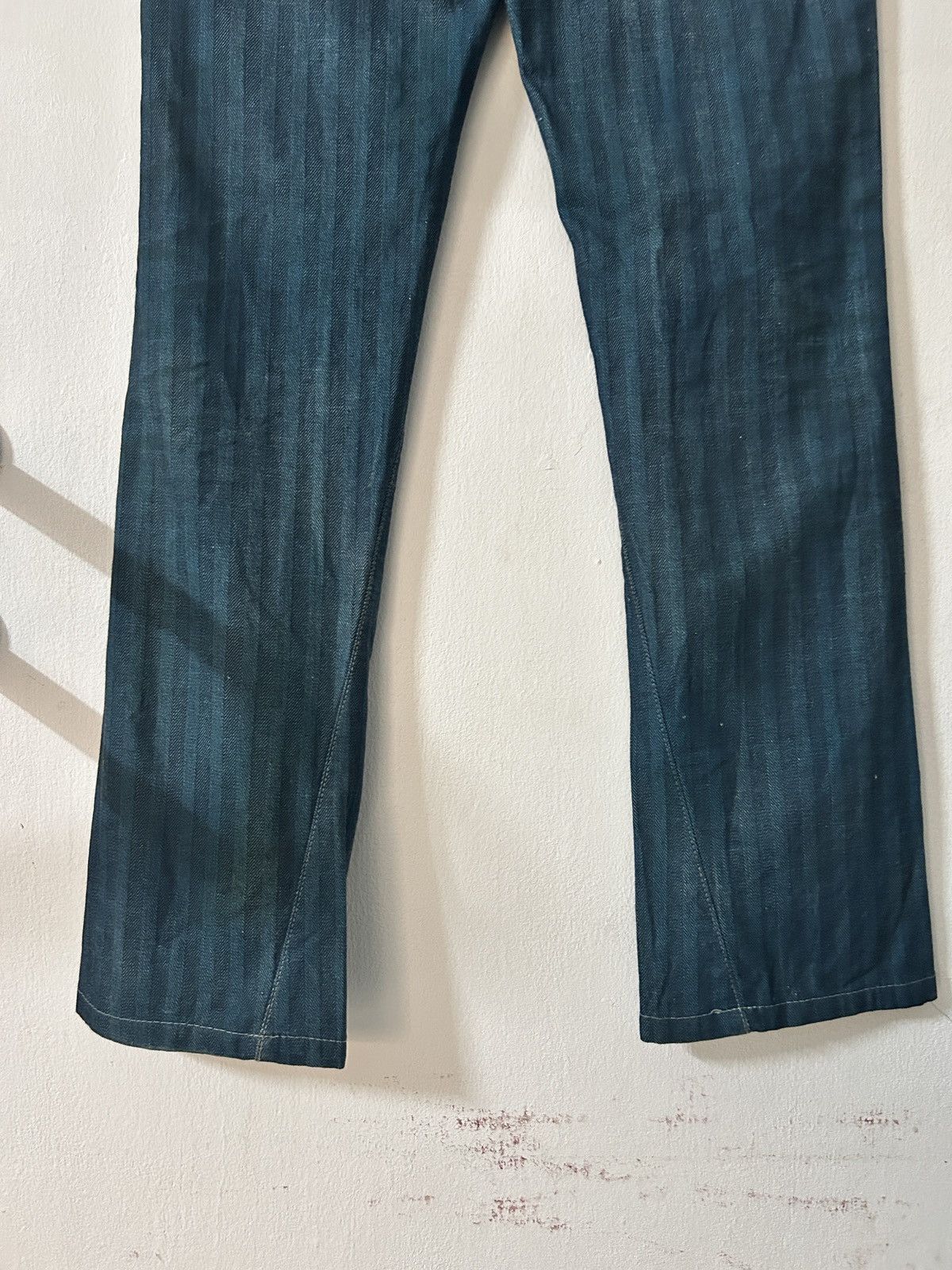 Tornado Mart Tornado Mart Striped Waxed Denim Flared Jeans Size US 31 - 7 Thumbnail