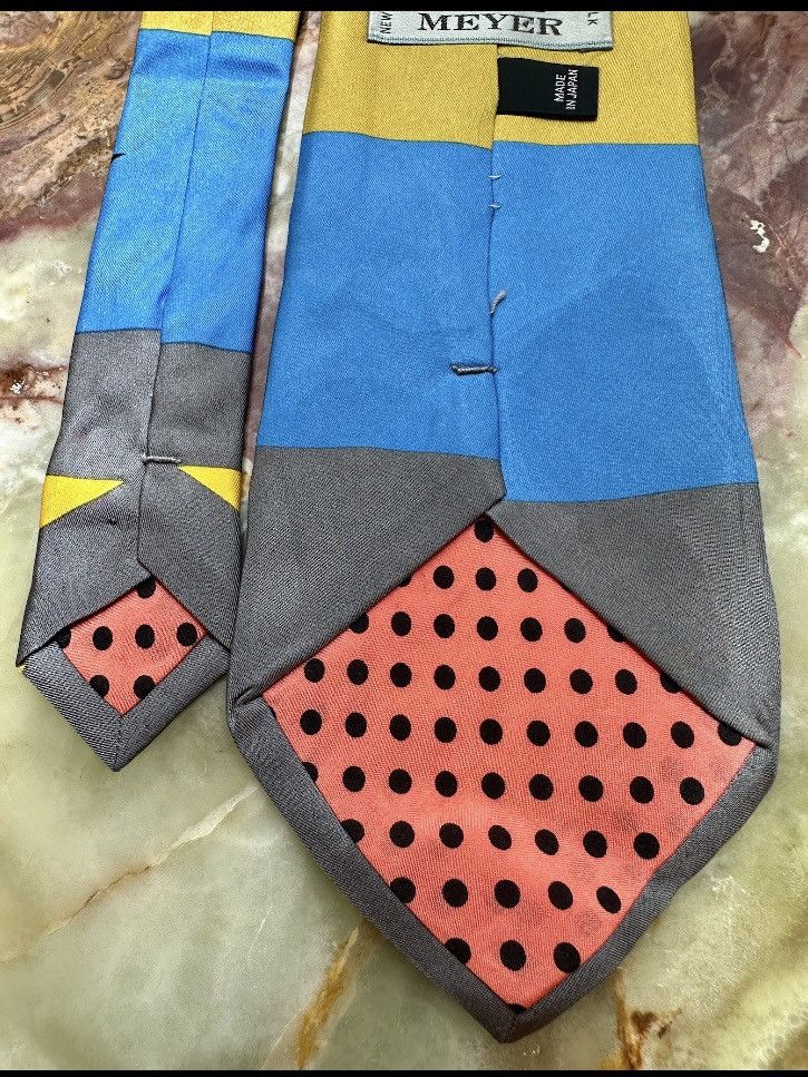 Other VINTAGE 1990s GENE MEYER SILK TIE BLUE YELLOW STARS JAPAN Size ONE SIZE - 6 Thumbnail