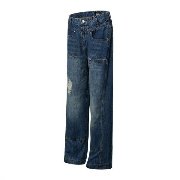 Japanese Brand Hiro Men's street punk patchwork washed ripped jeans y2k Size US 34 / EU 50 - 2 Thumbnail