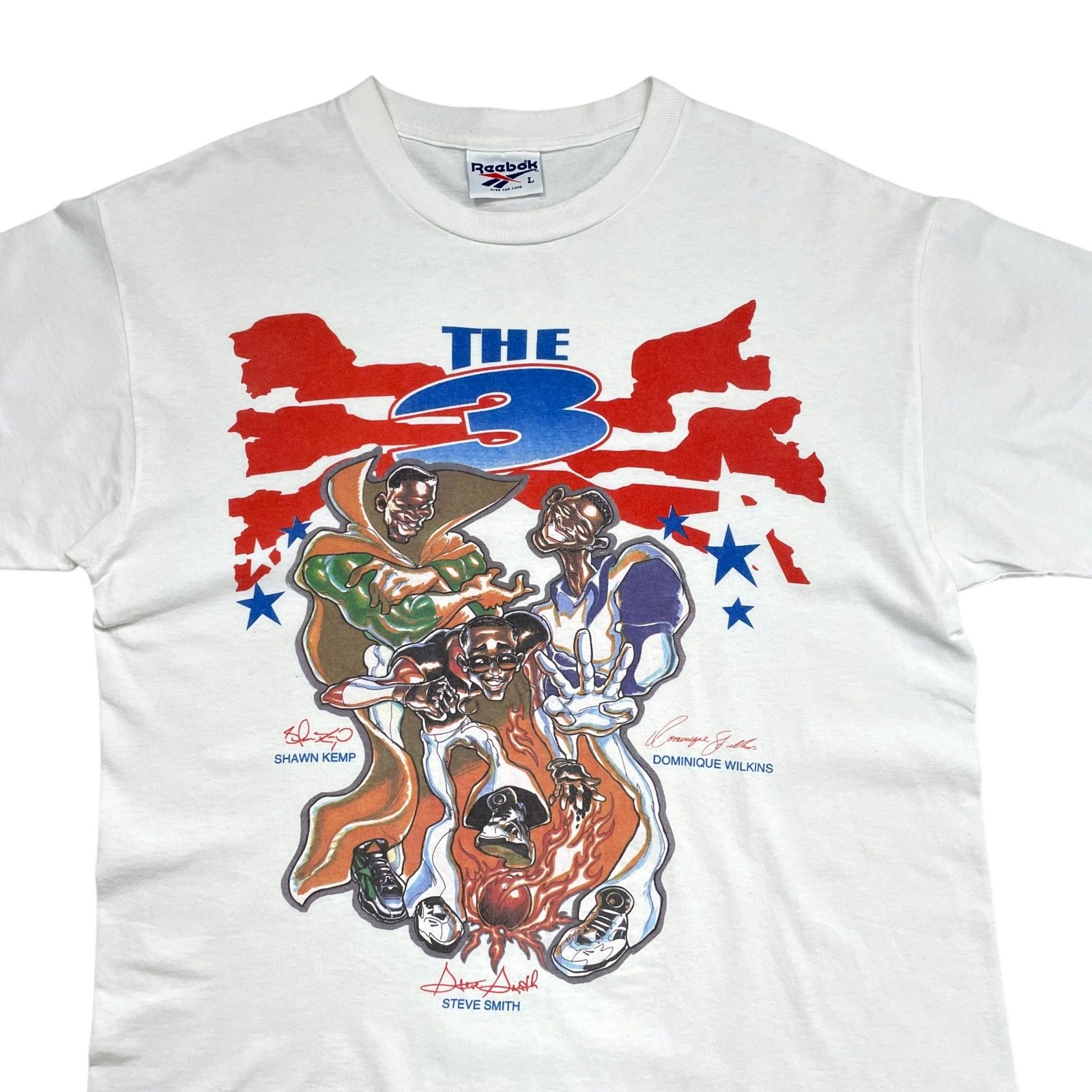 NBA RARE 90s THE 3 SHAWN KEMP WILKINS SMITH SUPERHERO T-SHIRT Size US L / EU 52-54 / 3 - 2 Thumbnail